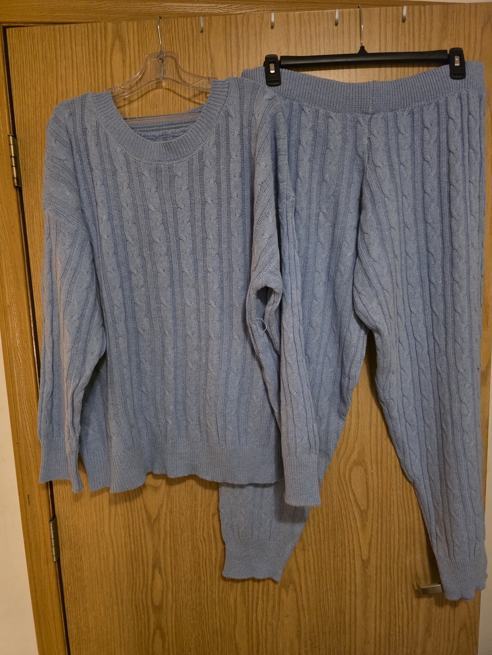 SHEIN Light Blue Cable Knit Sweater and Jogger Set
